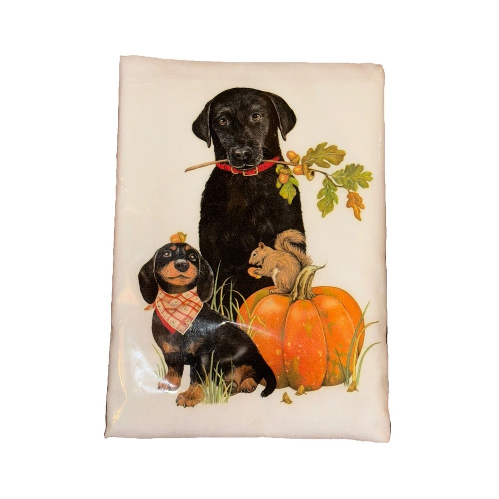 Mary Lake Thompson Flour Sack Towel Dog Lab Dachshund 30 X 30"  Fall